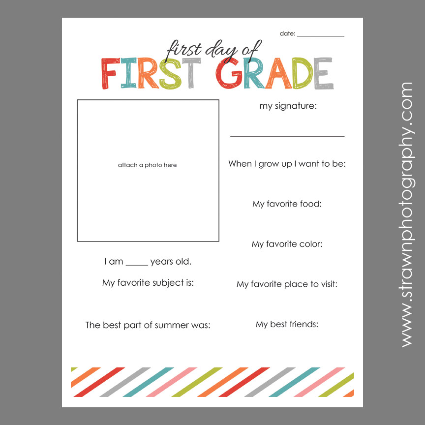 First Day Of School FREE PRINTABLE Emily Strawn Photography